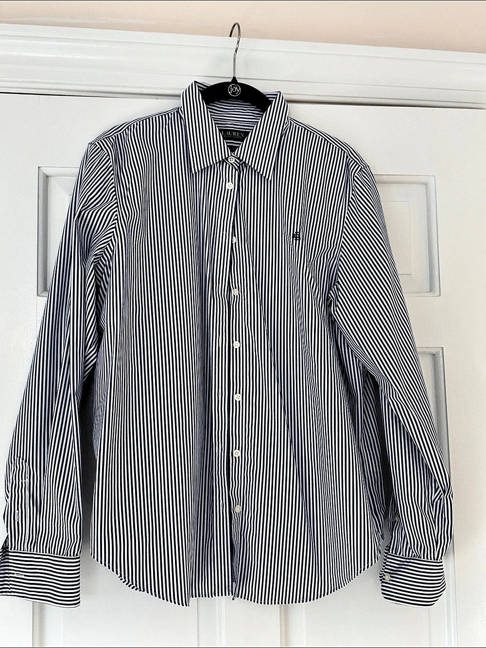 Lauren Ralph Lauren Non-Iron Striped Button-Down Shirt in Blue & White